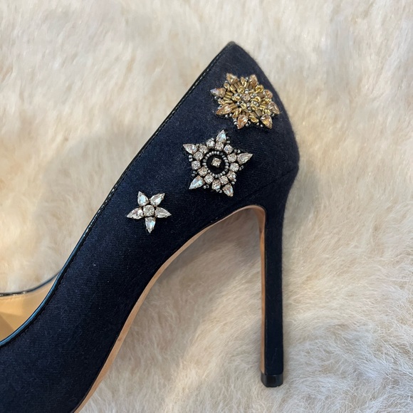 Jimmy Choo Romy 100 Embellished Flannel Point-Toe Pumps - Picture 3 of 12